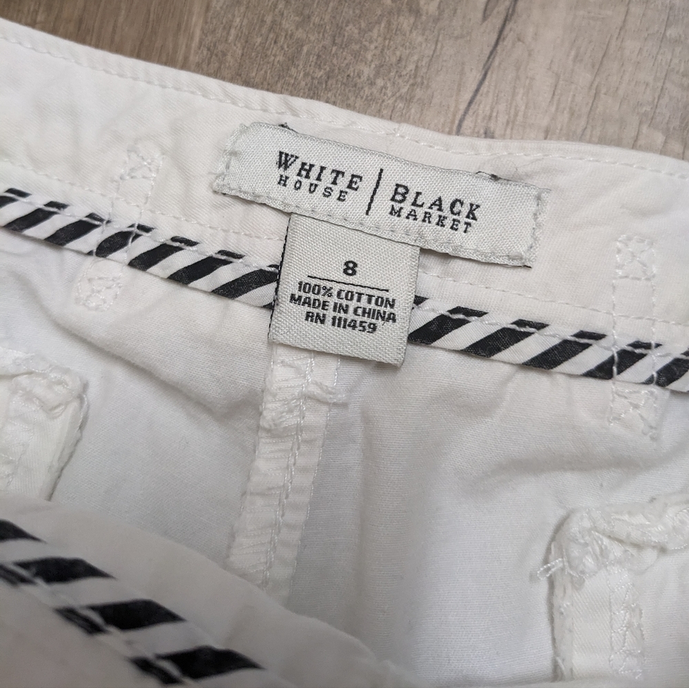 White House Black Market White Shorts black Trim Size 8 - Picture 6 of 10